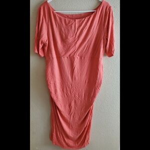 ASOS Coral Ruched Fitted Jersey Stretch Dress
